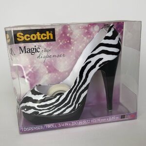 NEW Scotch Magic Tape Zebra High Heel Stiletto Shoe Tape Dispenser 2012 in Box